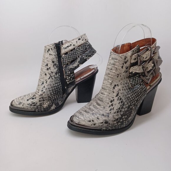 Jeffrey Campbell Ankle Booties Ibeza Carlton Snake Python Buckle Heels Size 6.5 - Picture 7 of 16